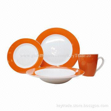 Fine Porcelain 16-piece Dinner Set in Rim-shape, with Decal